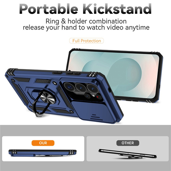 Páncélozott tok állvánnyal és lencsefedéllel a Samsung Galaxy S26 Ultra készülékhez