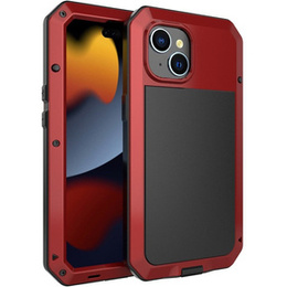 Tok iPhone 15 készülékhez, páncélozott, beépített üveggel, piros