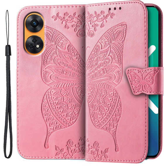 Pattintható tok a Oppo Reno8 T, Butterfly, rózsaszín