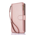 Pattintható tok a Samsung Galaxy S24 Ultra, Wallet Zipper Pocket RFID, vállpánttal, fekete
