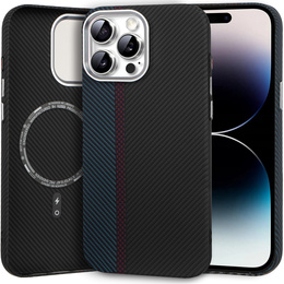 Tok iPhone 14 Pro Max, Carbon Fiber MagSafe, fekete / kék