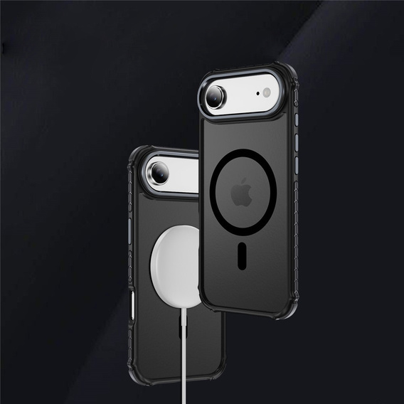 Matt tok iPhone Air készülékhez, páncélozott, MagSafe-hoz, füstölt, fekete oldalakkal