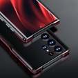Teletok LUPHIE Samsung Galaxy S23 Ultra-hoz, Armor Bumper, fekete / piros