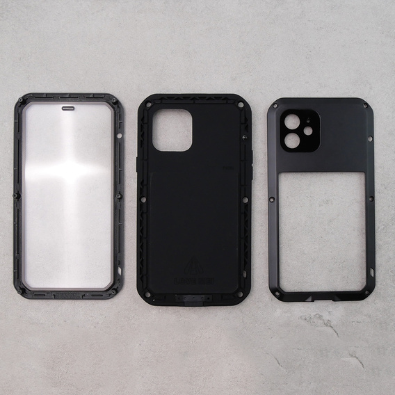 Love Mei Telefontok a iPhone 12, armored with glass, fekete