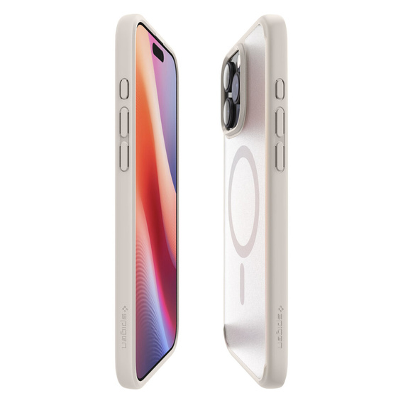MagSafe Spigen tok iPhone 16 Pro, Ultra Hybrid, átlátszó / titánium + 9H edzett üveg