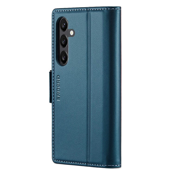 Tok Samsung Galaxy A55, ERBORD Glossy Litchi, pénztárca patenttal, kék