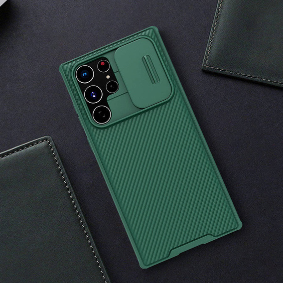 Tok Samsung Galaxy S23 Ultra, páncélozott Nillkin, CamShield Pro, zöld