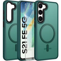 Tok Samsung Galaxy S21 FE-hoz, MagSafe, ERBORD Matt Case, zöld + képernyőüveg