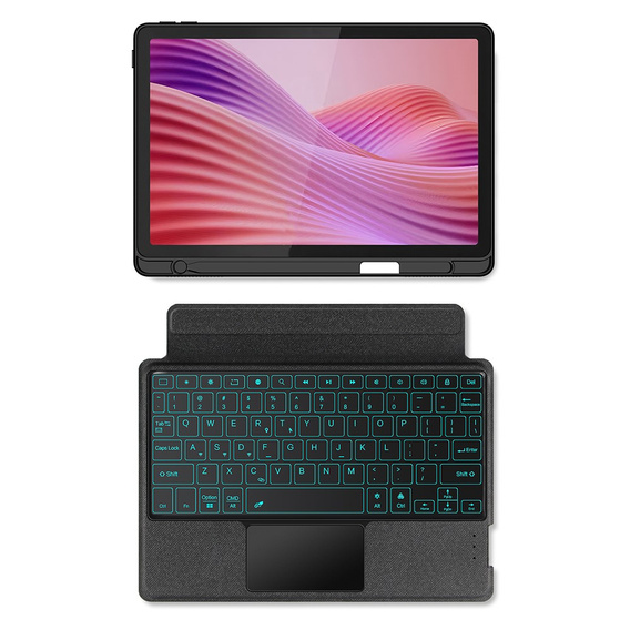 Tok + billentyűzet Lenovo Tab Plus, fekete
