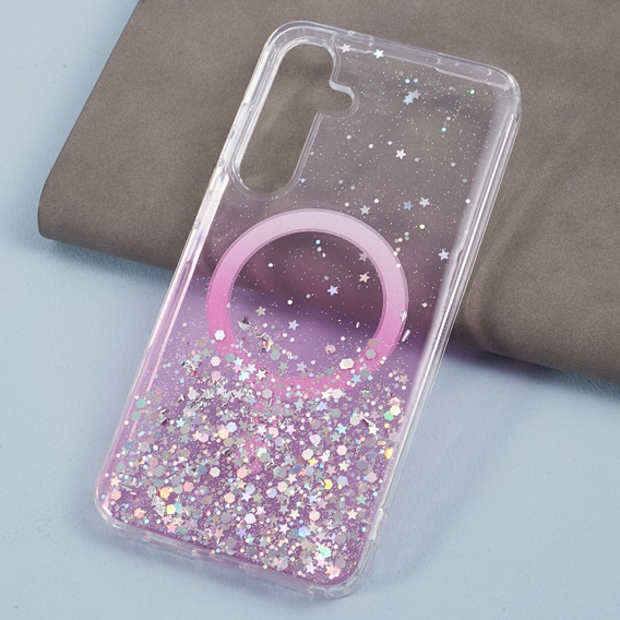 Tok Samsung Galaxy S24, Glittery, MagSafe-hoz, rózsaszín