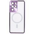 Magnetic Dual Glass MagSafe tok Samsung Galaxy S21 Ultra, lila