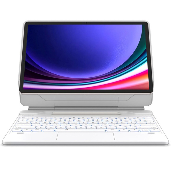 Billentyűzet tok Samsung Galaxy Tab S7+ / S7 FE / S9+ / S8+ / S9 FE+ / S10+, Dexnor Magnetic Keyboard Touchpad, fehér