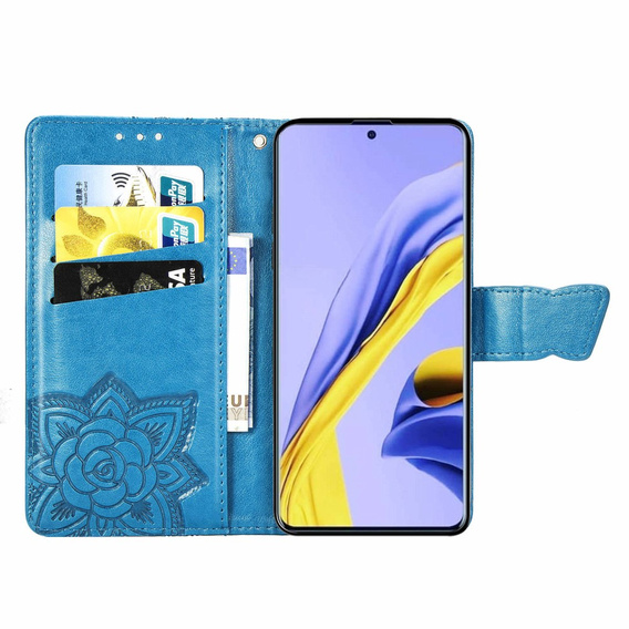 Pattintható tok a Samsung Galaxy A51 4G, Butterfly, kék