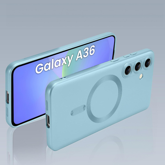 Tok Samsung Galaxy A36, ColorMag, MagSafe-hoz, kék + 9H edzett üveg
