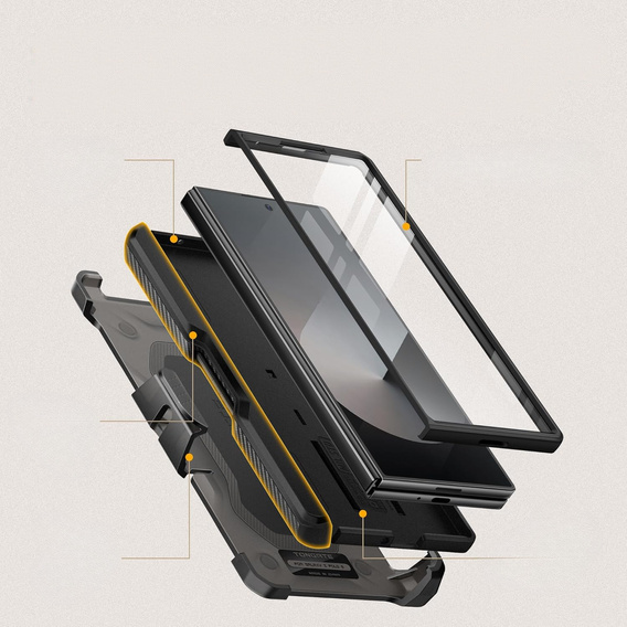 Páncélozott tok Samsung Galaxy Z Fold6 5G, TONGATE MECH sorozat gyűrűvel, fekete
