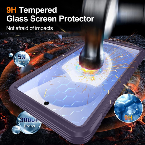 Üveges, ütésálló tok MagSafe-hez, Samsung Galaxy S26 Plus készülékhez, lila színű