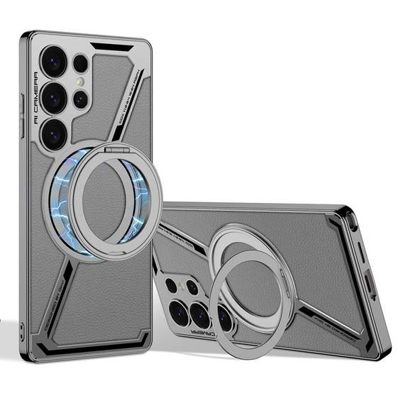 tok Samsung Galaxy S25 Ultra, GKK Kickstand gyűrű, MagSafe-hoz, szürke
