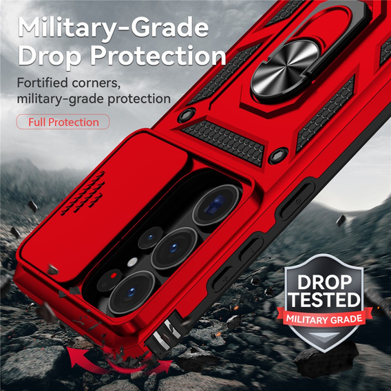 Páncélozott tok állvánnyal és lencsefedéllel a Samsung Galaxy S26 Ultra készülékhez