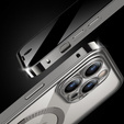 Tok iPhone 15 Pro Max készülékhez, Privacy Dual Glass, MagSafe-hoz, ezüst