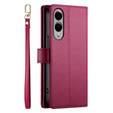 Pattintható tok a Samsung Galaxy S25 Edge, Wallet Zipper Pocket, piros