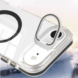 Tok iPhone Air készülékhez, MagSafe, állvánnyal, átlátszó, fekete betétekkel