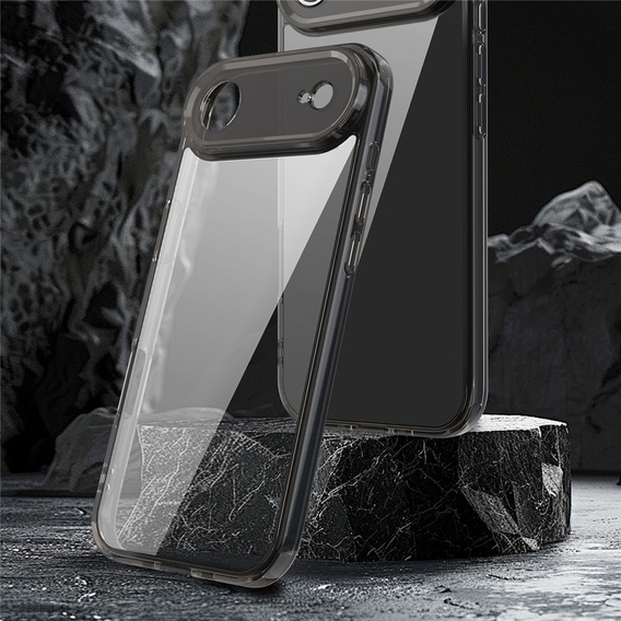 Szilikon tok iPhone Air készülékhez, kemény hátlappal, füstös fekete színben