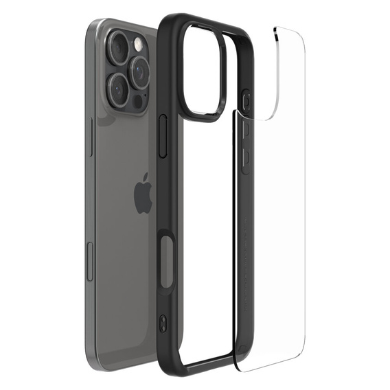A Spigen tok iPhone 16 Pro Max, Ultra Hybrid, átlátszó / fekete + 9H edzett üveg