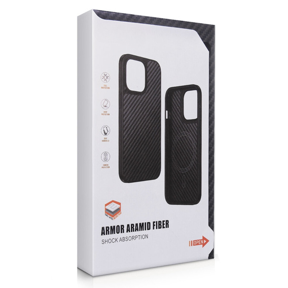 Tok iPhone 15 Pro, Aramid Fiber Cover, fekete