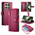 Pattintható tok a Xiaomi 14T, Wallet Zipper Pocket, piros