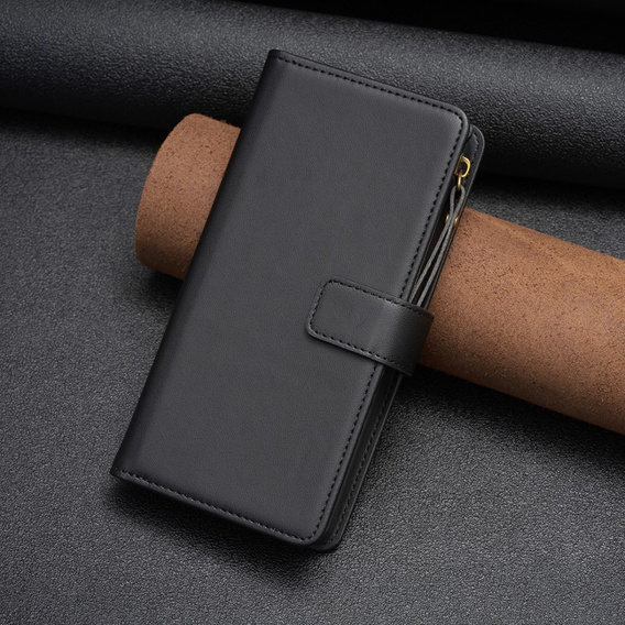 Pattintható tok a Samsung Galaxy A25 5G, Wallet Zipper Pocket, fekete