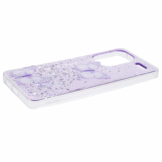 Tok Xiaomi Redmi Note 13 Pro+, Glitter Butterfly, lila