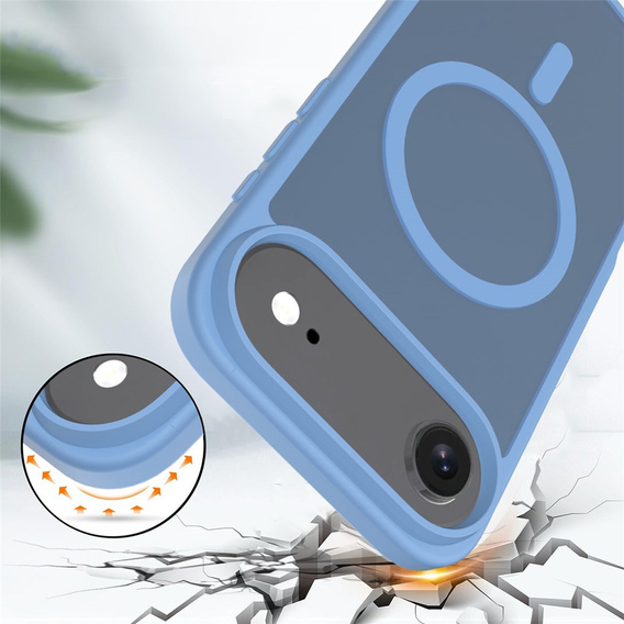 Matt tok iPhone Air készülékhez, MagSafe-hoz, áttetsző kék