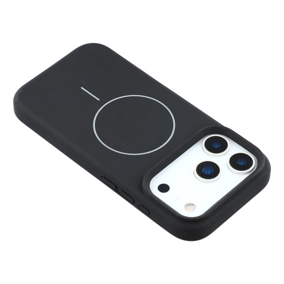 Szilikon tok iPhone 17 Pro készülékhez, MagSafe, ütésgátló, fekete