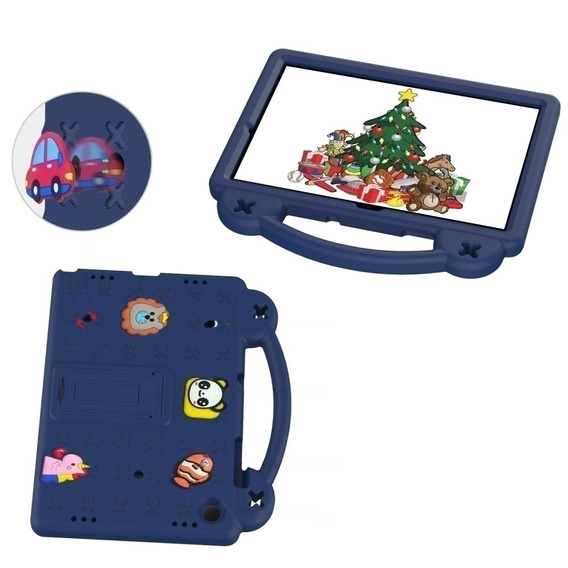 Gyermek tok Samsung Galaxy Tab A9+, Cute Patterns, állvánnyal, sötétkék