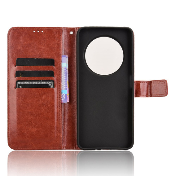 Pattintható tok a Xiaomi Redmi 14C / Xiaomi Poco C75, Crazy Horse Wallet, barna