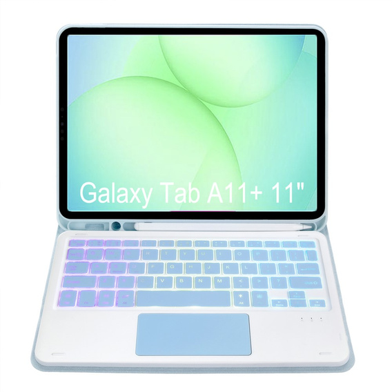 Háttérvilágítású Bluetooth billentyűzettel és érintőpaddal ellátott tok Samsung Galaxy Tab A11+ készülékhez