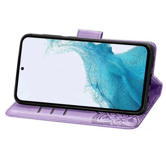 Pántos tok Samsung Galaxy A17 5G, pénztárca, pillangó, lila