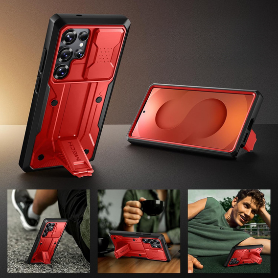 Robusztus tok Samsung Galaxy S25 Ultra készülékhez – Tongate MECH sorozatú klip, fekete