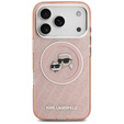 Karl Lagerfeld IML Glitter Karl & Choupette Heads Logo MagSafe tok iPhone 17 Pro Max készülékhez
