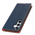 Pattintható tok a Samsung Galaxy S25, Litchi Skin Grain, sötétkék