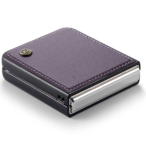 Tojás Samsung Galaxy Z Flip7 FE / Z Flip6, CASEME Litchi Leather, lila