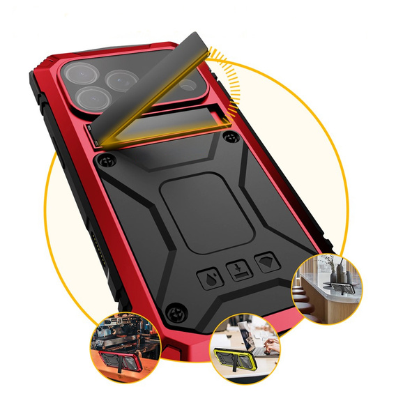 R-JUST tok állvánnyal és beépített üveggel iPhone 17 Pro Max készülékhez