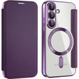 Pattintható tok a Samsung Galaxy S25, RFID Wallet MagSafe CamShield, lila