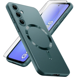 Tok Samsung Galaxy A36, ColorMag, MagSafe-hoz, zöld + 9H edzett üveg