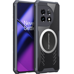 Tok OnePlus 11 5G, mágneses lemezzel, átlátszó / fekete