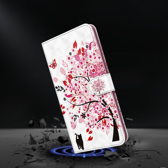 Pattintható tok a Samsung Galaxy A14 4G/5G, Wallet, tree, fehér