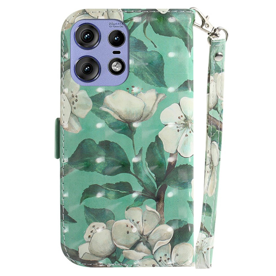 Pattintható tok a Motorola Edge 50 Pro 5G, Wallet, Flowers fehér