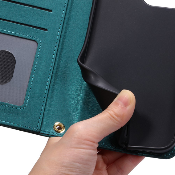 Flap tok Samsung Galaxy A55 5G, Rhombus Crossbody Leather, sötétzöld