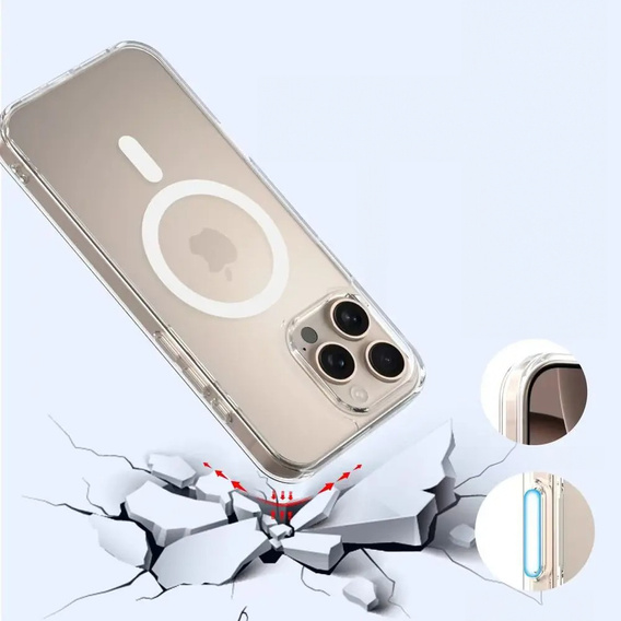 ERBORD MagSafe tok iPhone 16 Pro Max-hoz, aktív gomb, átlátszó + üveg a képernyőhöz