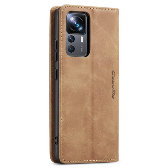 CASEME tok Xiaomi 12T / 12T Pro, Leather Wallet Case, barna